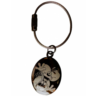 Diddl kľúčenka kovová oválna Diddl veselo máva