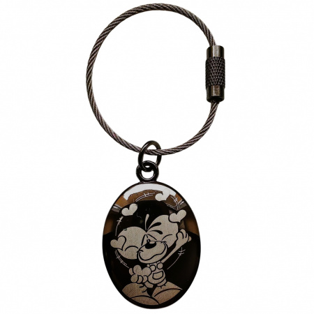 Diddl kľúčenka kovová oválna Diddl a srdiečka