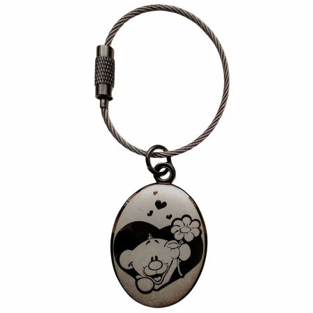 Diddl kľúčenka kovová oválna Pimboli s kvetom