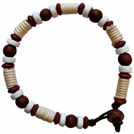 Náramok mix drevené korálky, priadza
