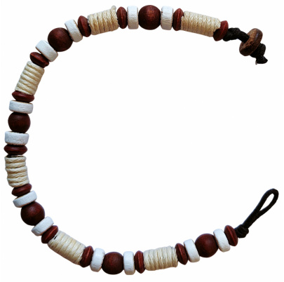 Náramok mix drevené korálky, priadza