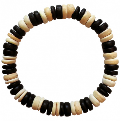 Náramok kokosové krúžky čierne, prírodné