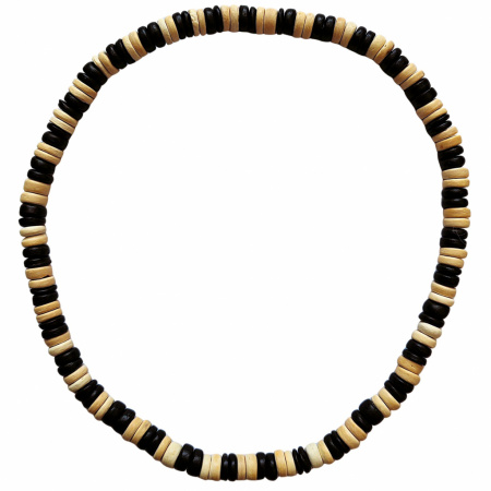 Náhrdelník kokosové krúžky čierne, prírodné