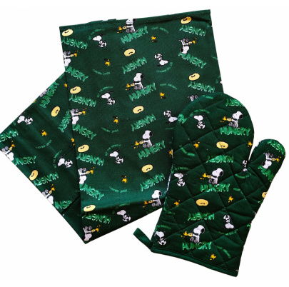 Snoopy 3-dielny kuchynský set zelený 