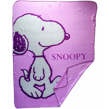 Snoopy flísová deka lila/šedá 130x170 cm