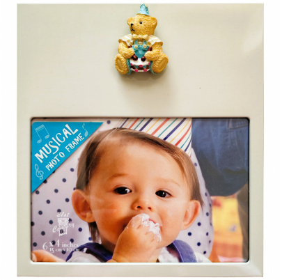 Fotorámik hudobný 15x10 cm s figúrkou Medveď s bubnom