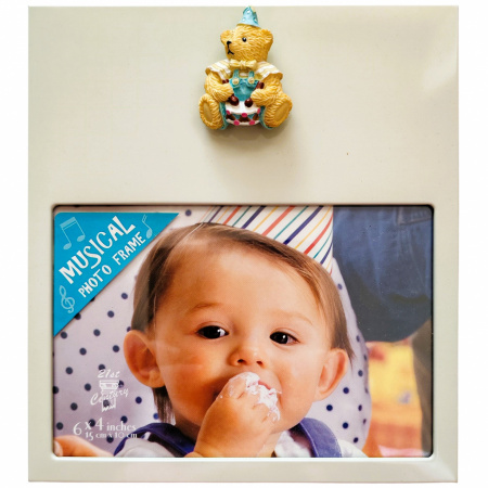 Fotorámik hudobný 15x10 cm s figúrkou Medveď s bubnom