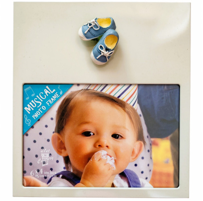Fotorámik hudobný 15x10 cm s figúrkou Modré topánočky