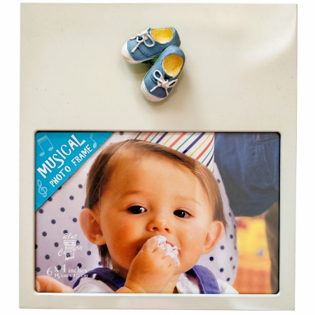 Fotorámik hudobný 15x10 cm s figúrkou Modré topánočky
