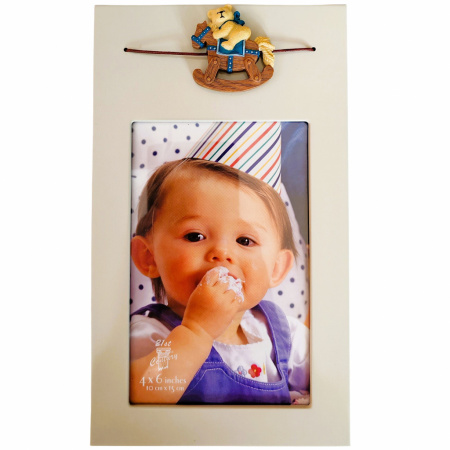 Fotorámik 10x15 cm s figúrkou Medveď na hojdacom koníkovi