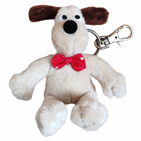 Wallace&Gromit Plyšová kľúčenka 12 cm pes Gromit s červeným motýlikom