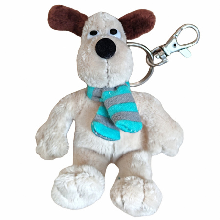 Wallace&Gromit Plyšová kľúčenka 12 cm pes Gromit s pruhovaným šálom